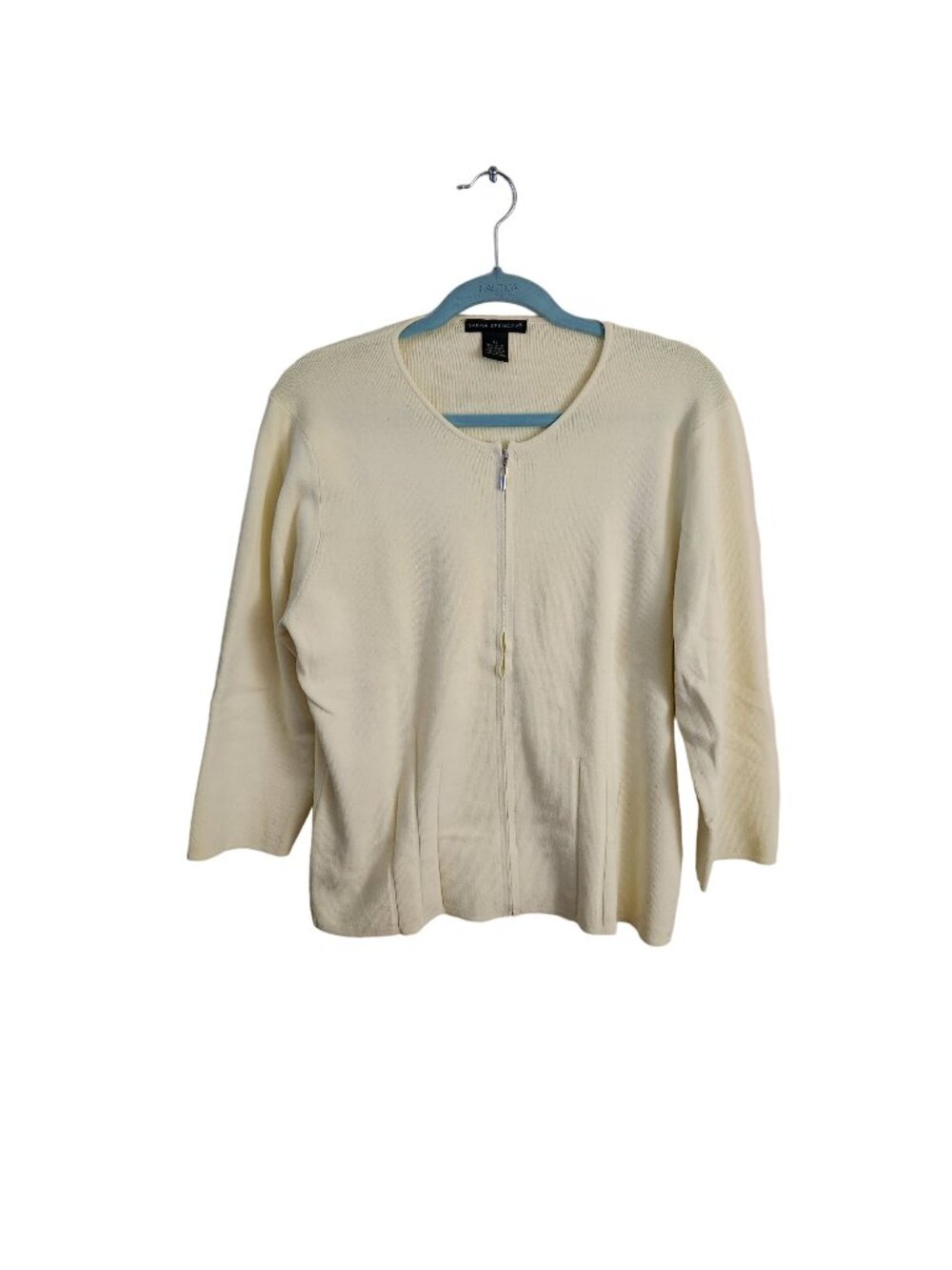 Sarah Spencer Pale Yellow Full Zip Cardigan Sweater Size XL